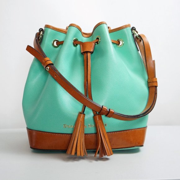 Dooney & Bourke Handbags - Authenticated Dooney and Bourke Aqua Blue Bucket Bag, Drawstring Purse, COA
